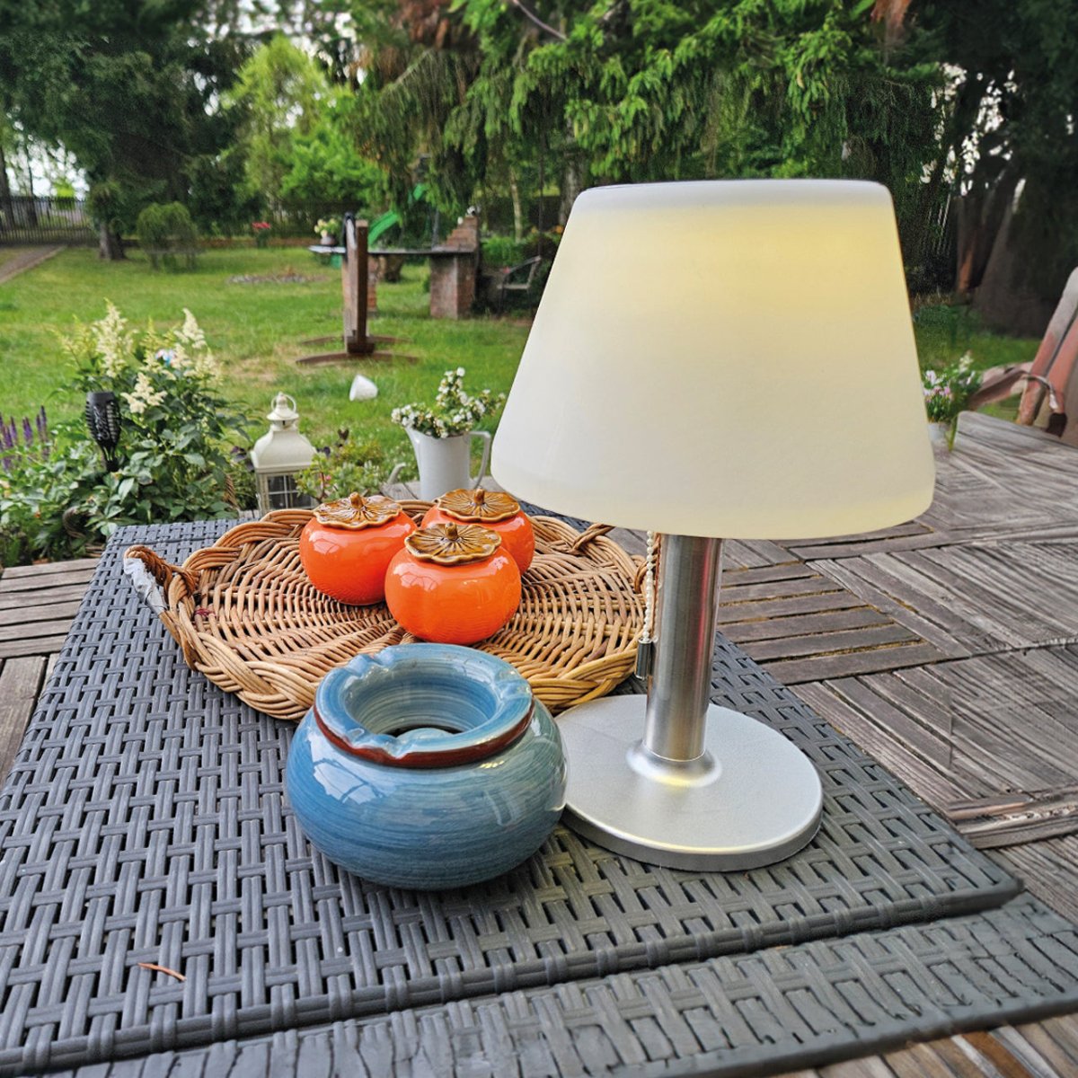 Lampe de Table Extérieure Solaire 2W Inox et Blanc - Silamp France