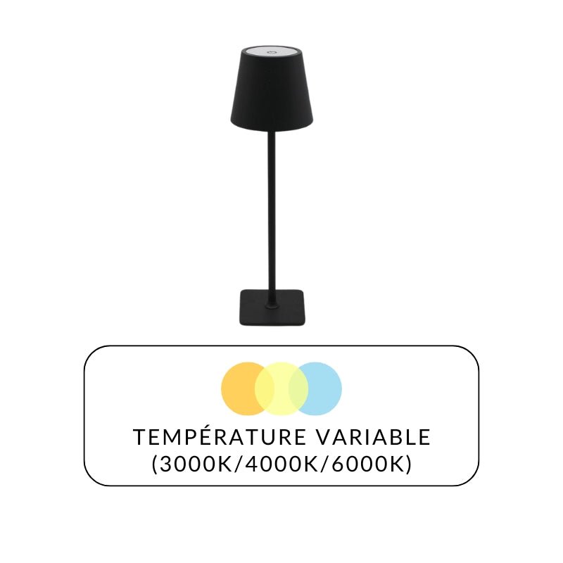 Lampe de Table Rechargeable Tactile Noire 3W CCT - 3000K/4000K/6500K - Silamp France
