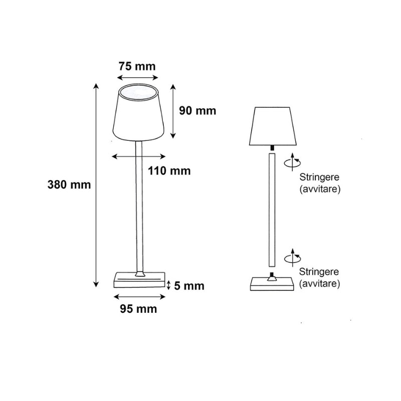 Lampe de Table Rechargeable Tactile Noire 3W CCT - 3000K/4000K/6500K - Silamp France