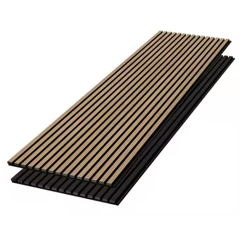 Lot de 4 Panneaux Acoustiques Murauxl - Tasseaux Finition Noyer - Fond Noir - 240x60x2,2cm - Silamp France