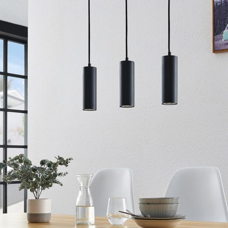 Luminaire Suspendu GU10 IP20 30cm NOIR (Pack de 3) - Silamp France