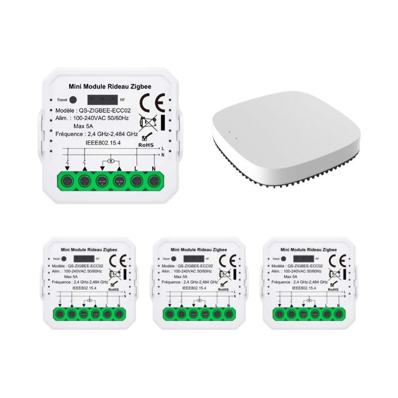 Modules Interrupteur pour Volet Roulant Zigbee (4 pièces) + 1 passerelle Zigbee - Silamp France