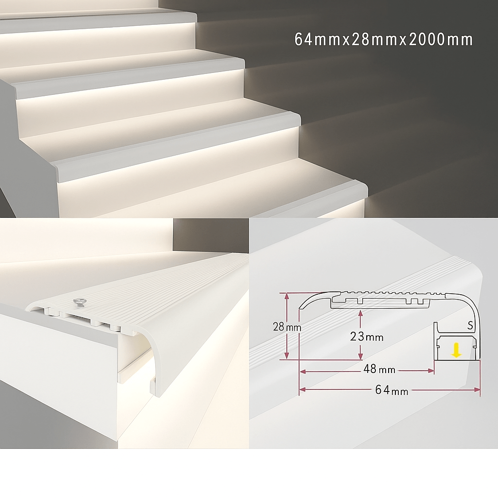 Nez de Marche Alu 2M Blanc pour Ruban LED 10mm - Silamp France