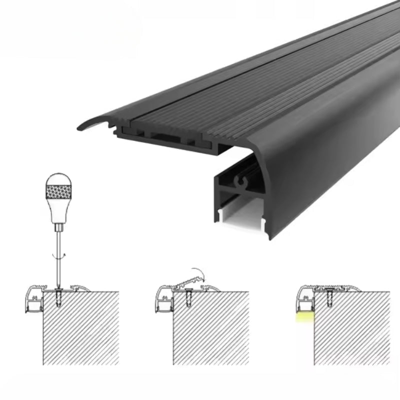 Nez de Marche Alu 2M Noir pour Ruban LED 10mm - Silamp France