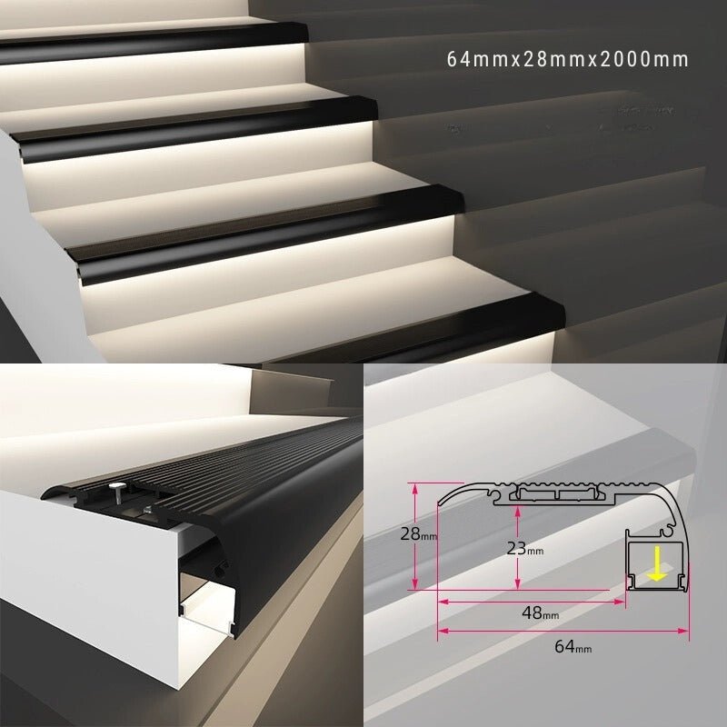 Nez de Marche Alu 2M Noir pour Ruban LED 10mm - Silamp France