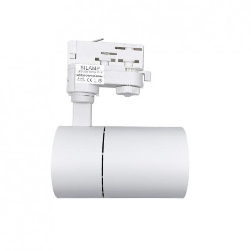 Spot LED sur Rail Triphasé Blanc 30W 80°