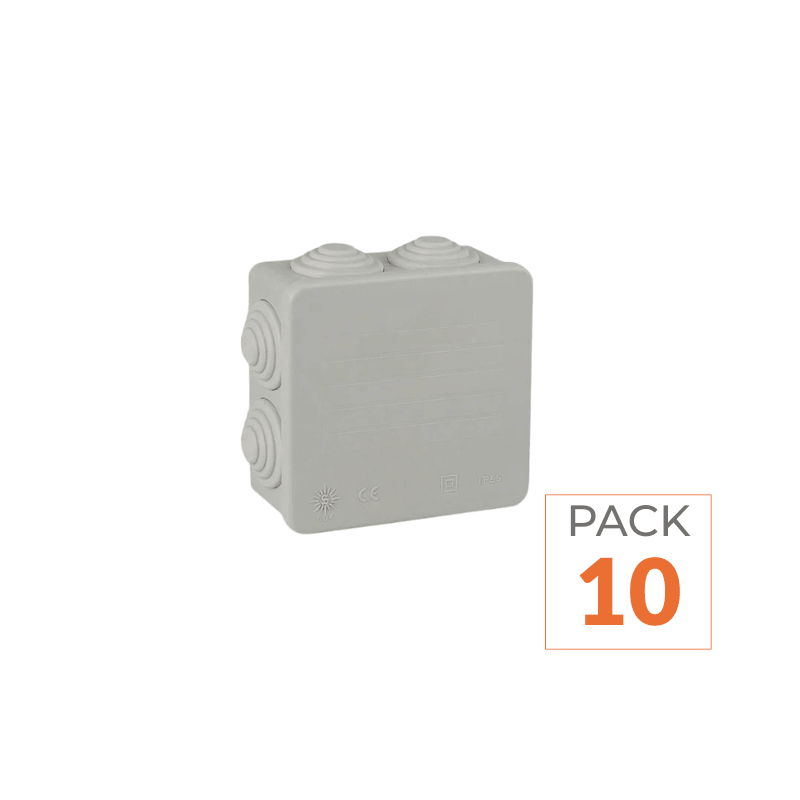 Pack de 10 - Boîte de Dérivation Étanche Carrée 80mm Épaisseur 35mm - Silamp France