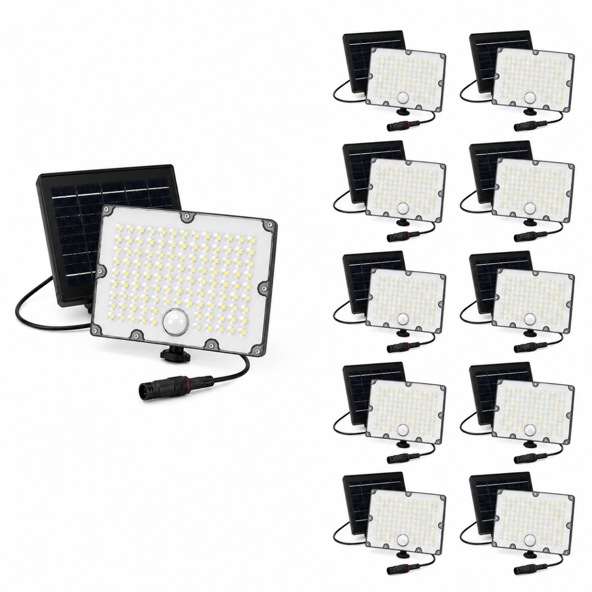 Pack de 10 - Projecteur Led Solaire Extérieur 9W IP65 3-CCT Détecteur de Lumière et de Mouvement - Silamp France