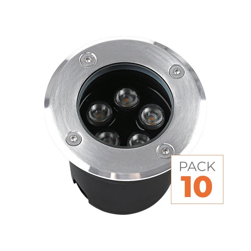 Pack de 10 - Spot Extérieur Encastrable 5W IP67 220V Sol 30° Ø80 mm - Silamp France
