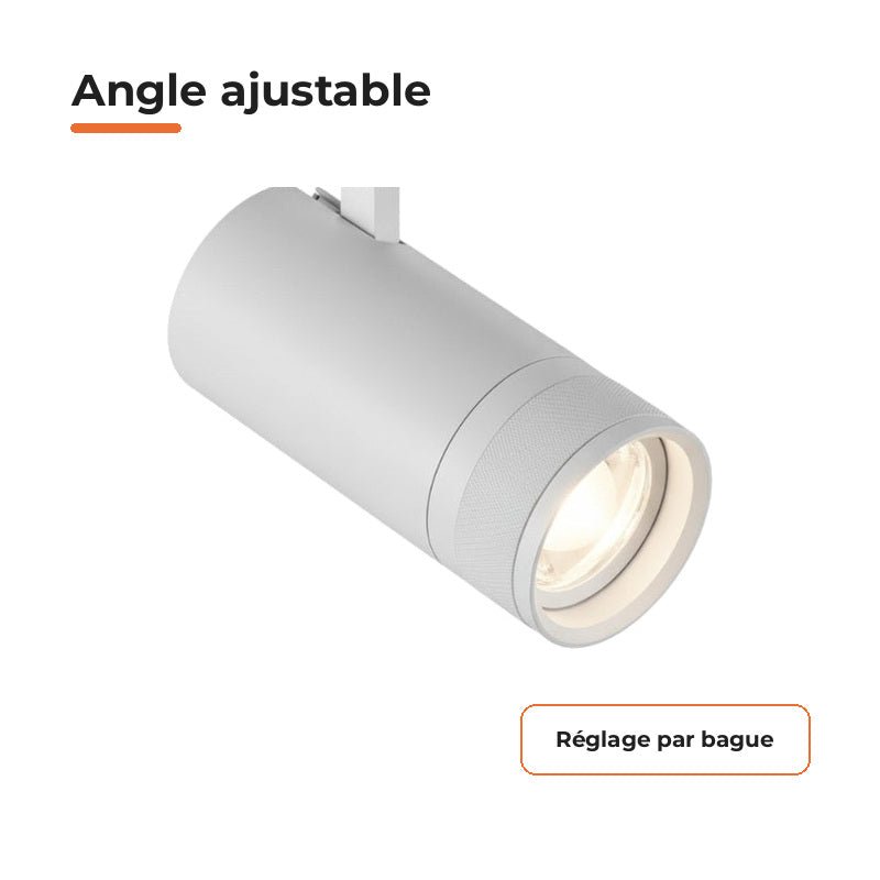 Pack de 10 - Spot LED sur Rail Blanc Angle Ajustable Triphasé 30W 15-60° CCT TRIAC Dimmable - Silamp France