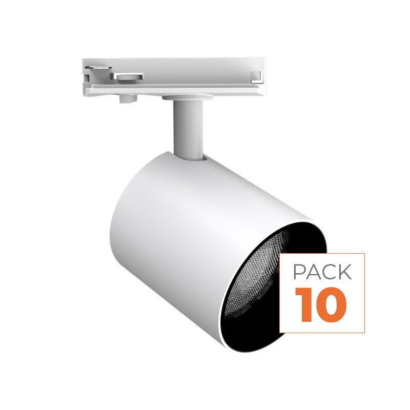 Pack de 10 - Spot LED sur Rail Blanc Monophasé 24W 36° TRIAC Dimmable - Silamp France