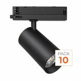 Pack de 10 - Spot LED sur Rail COB Triphasé 20W 36° Noir - Garantie 5 ans