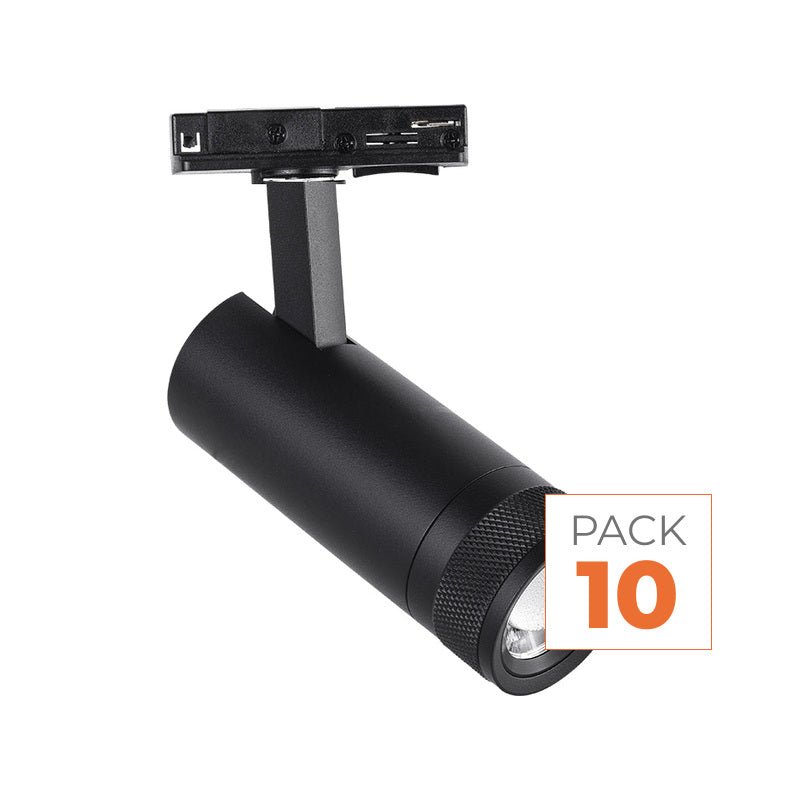 Pack de 10 - Spot LED sur Rail Noir Angle Ajustable Monophasé 30W 15-60° CCT TRIAC Dimmable - Silamp France