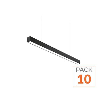 Pack de 10 - Suspension Linéaire LED 150cm 48W Interconnectable NOIR - Garantie 5 ans