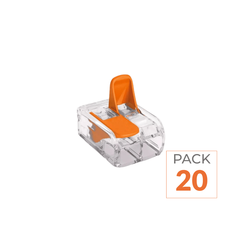 Pack de 20 - Borne de raccordement à levier 2 entrées - Silamp France