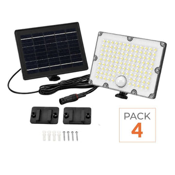 Pack de 4 - Projecteur Led Solaire Extérieur 9W IP65 3-CCT Détecteur de Lumière et de Mouvement
