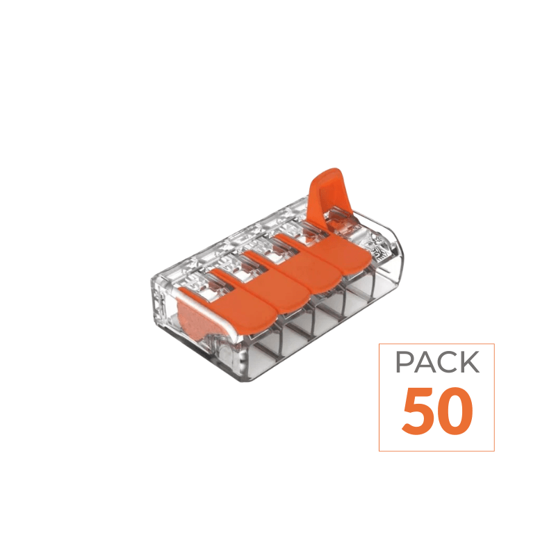 Pack de 50 - Borne de raccordement à levier 5 entrées - Silamp France