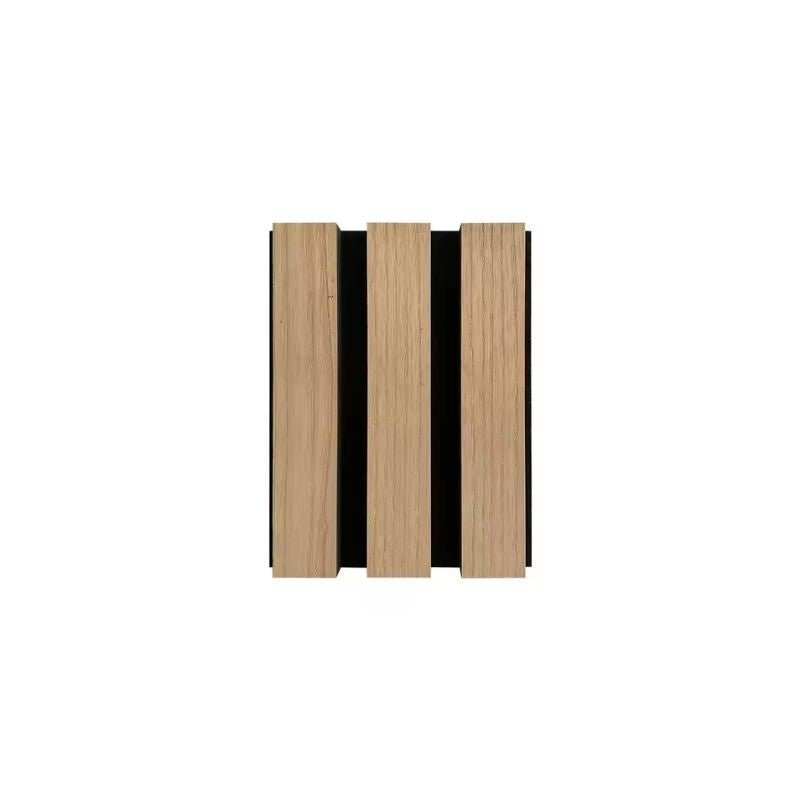 Panneau Acoustique Mural Tasseaux Chêne Blanc, Fond Noir - Échantillon 15x12 cm - Silamp France