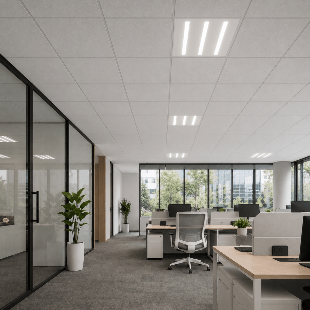 Panneau LED Grille 3 Lignes 60x60 40W Blanc - Pack de 6 - Silamp France