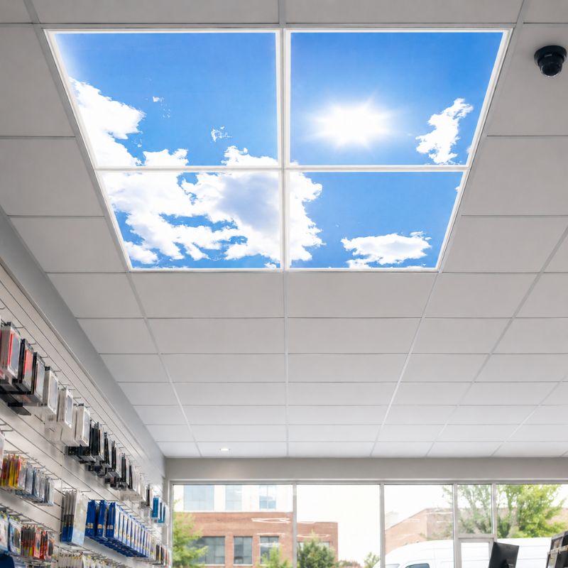 Panneau LED Imprimé Ciel 60x60 40W CCT - Pack de 4 - 3000K/4000K/6500K - Silamp France