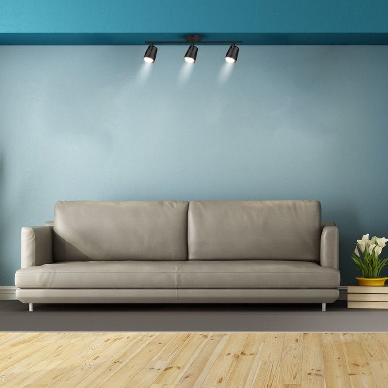 Plafonnier 3 Spot Orientable Alu Noir 15W 60cm - Silamp France