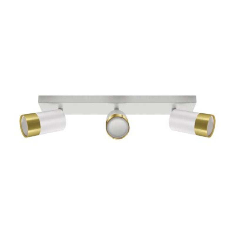 Plafonnier 3 Spots Orientables BLANC et OR pour Ampoule GU10 - Silamp France