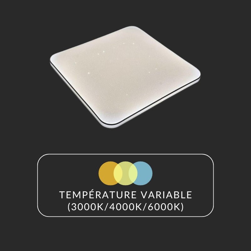 Plafonnier LED Carré à Lumière Variable 60W 220V - 3000K/4000K/6500K - Silamp France