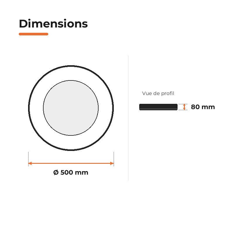 Plafonnier LED Noir 36W 50cm avec Kit de Suspension - Silamp France