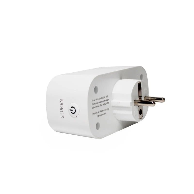 Prise Connectée WiFi Double avec Minuteur et Compteur de consommation - Silamp France