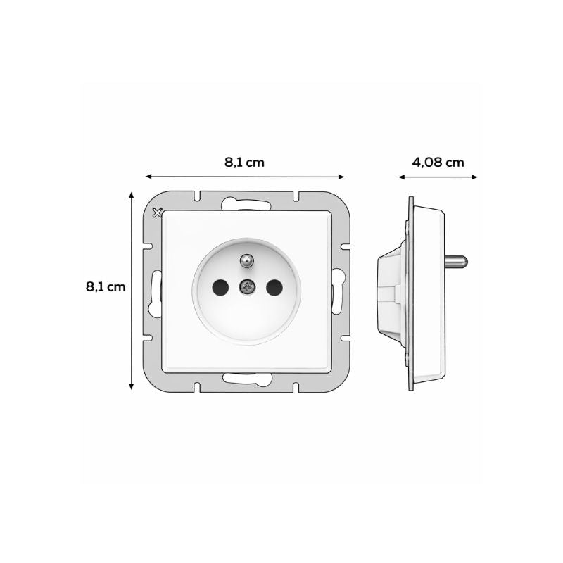 Prise Encastrée 2P+T 16A 250V avec Clapet - Blanc - Silamp France