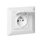 Prise Encastrée 2P+T 16A 250V avec Clapet + Plaque de Finition Simple - Blanc