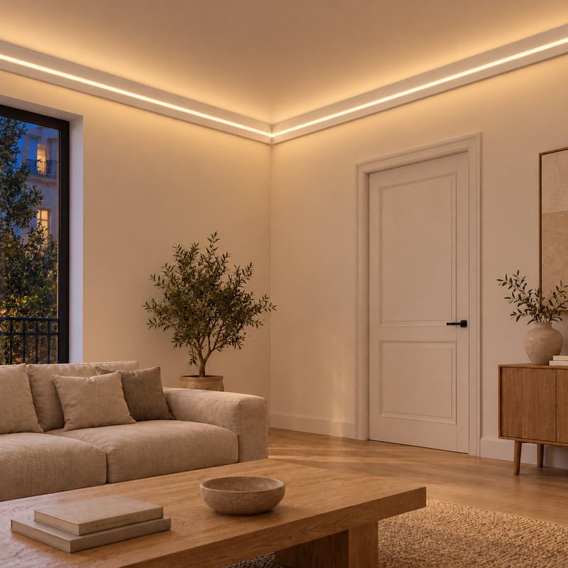 Profilé Aluminium 2M pour Plafond Corniche Blanc - Couvercle Blanc - Silamp France