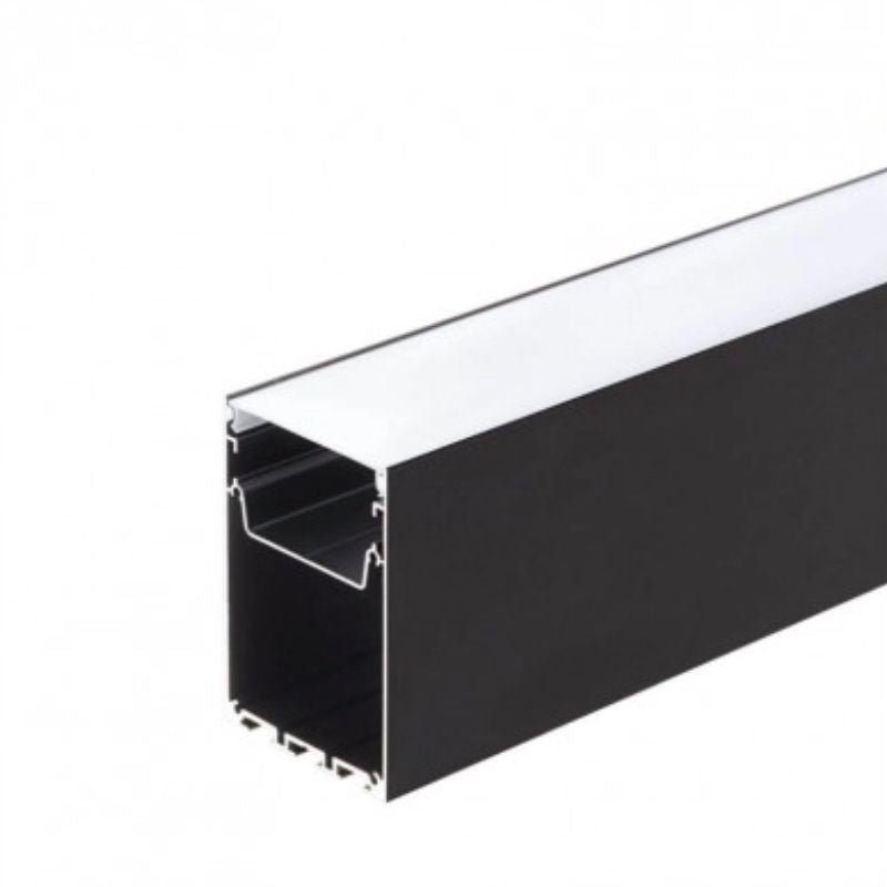Profilé Aluminium 2m pour Réglette LED Suspendue sur Mesure Corps Noir Diffuseur Blanc - Silamp France