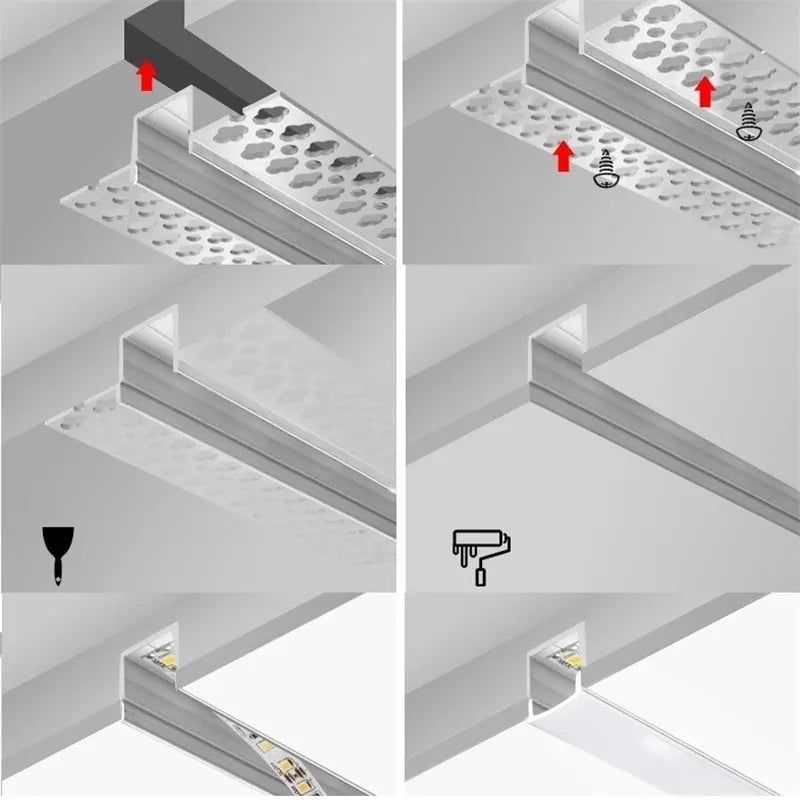 Profilé Aluminium Encastrable 2m pour Ruban LED Couvercle Blanc Opaque (Pack de 5) - Silamp France
