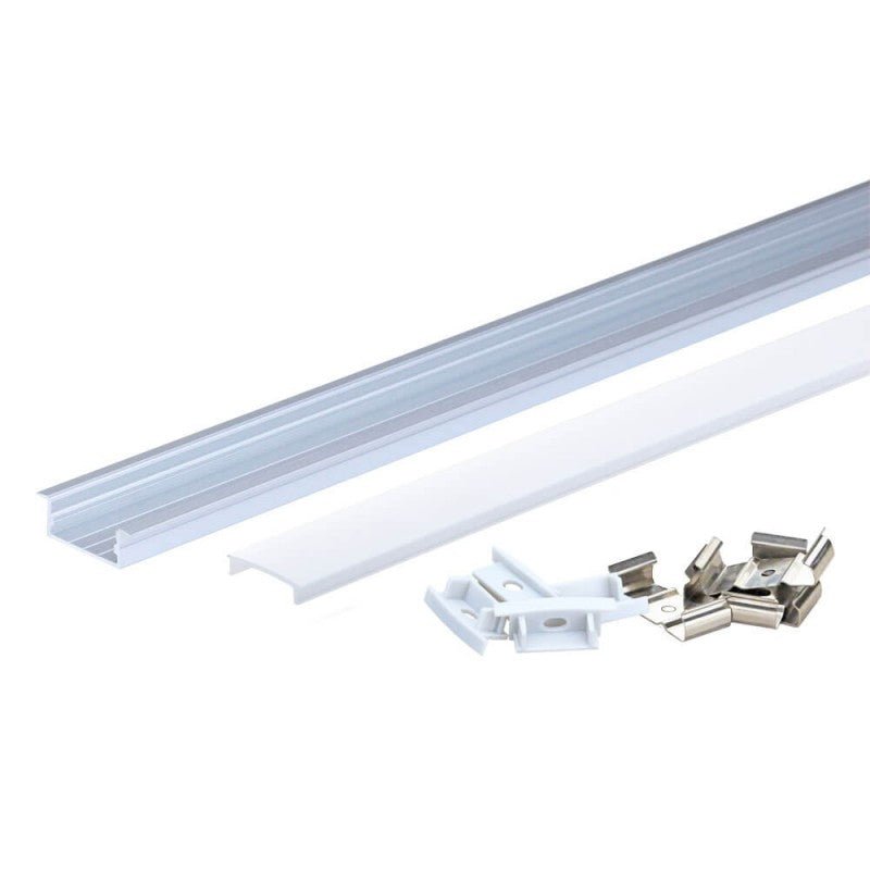 Profilé Aluminium Large Encastrable 2m pour Ruban LED - Cache Opaque Blanc - Silamp France