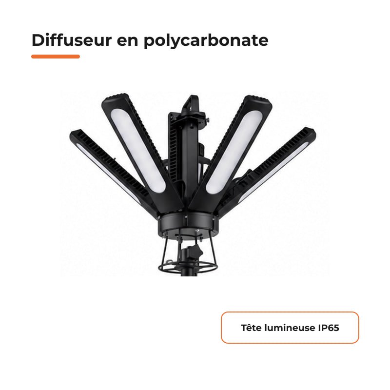 Projecteur LED de Zone 300W 360° 140 lm/W IP65 sur Trépied - Silamp France