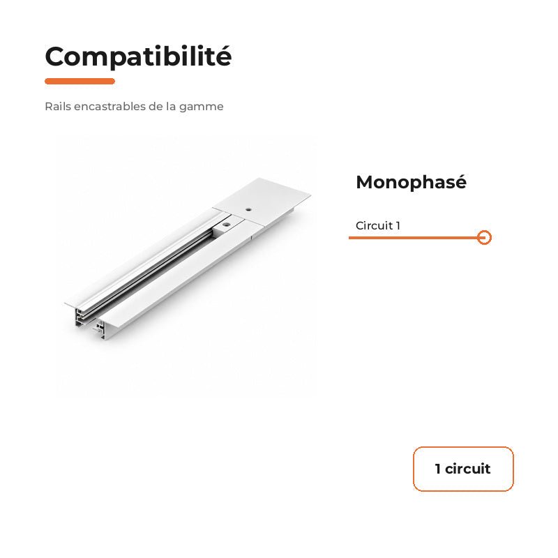 Rail Encastrable Monophasé Plat 1m Blanc - Silamp France