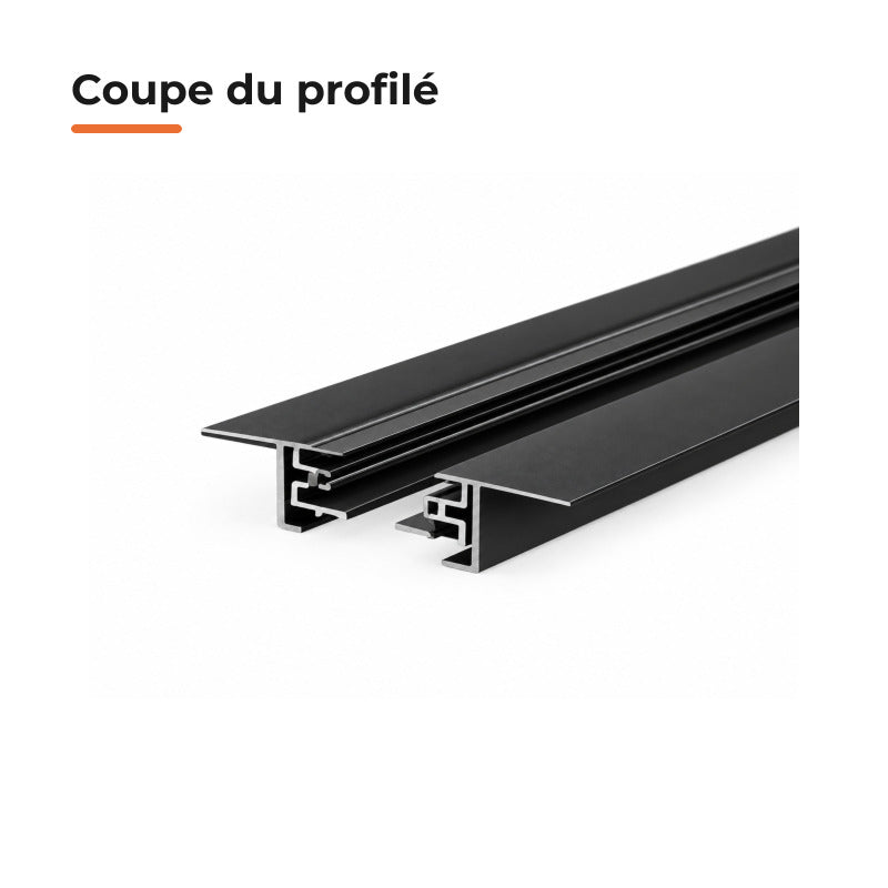 Rail Encastrable Monophasé Plat 2m Noir - Silamp France