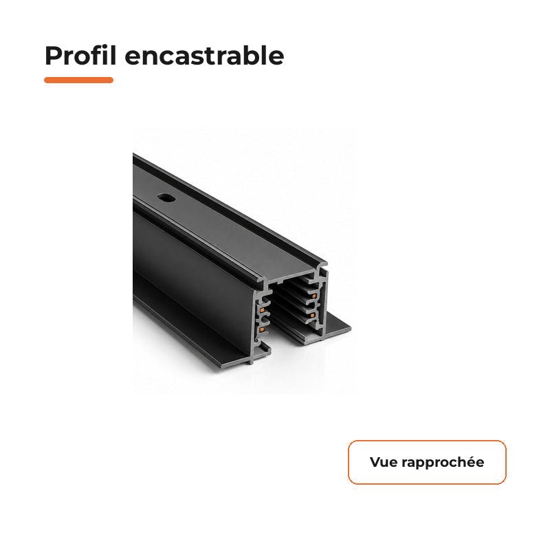 Rail Encastrable Triphasé 1m Noir - Silamp France
