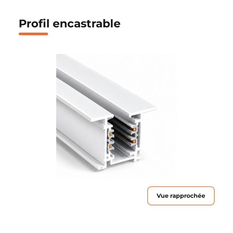 Rail Encastrable Triphasé 2m Blanc - Silamp France