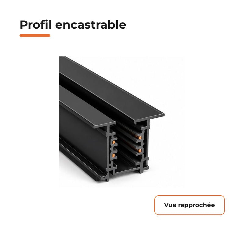Rail Encastrable Triphasé 2m Noir - Silamp France