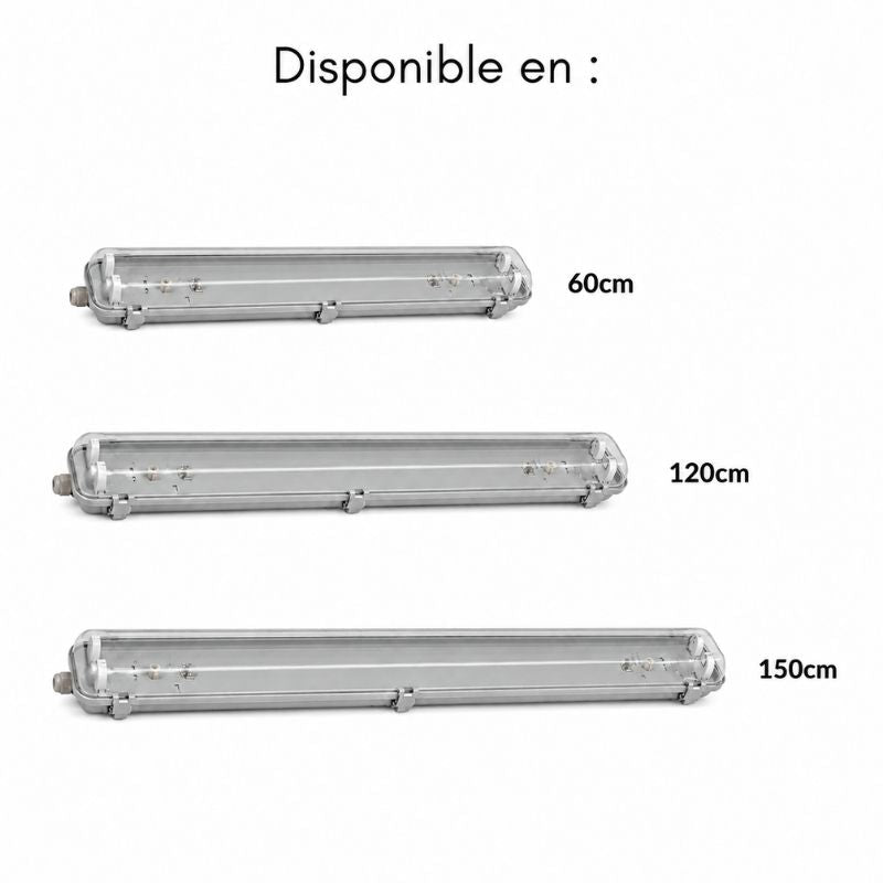 Réglette étanche double pour tube LED T8 150cm IP65 (boitier vide) - Silamp France