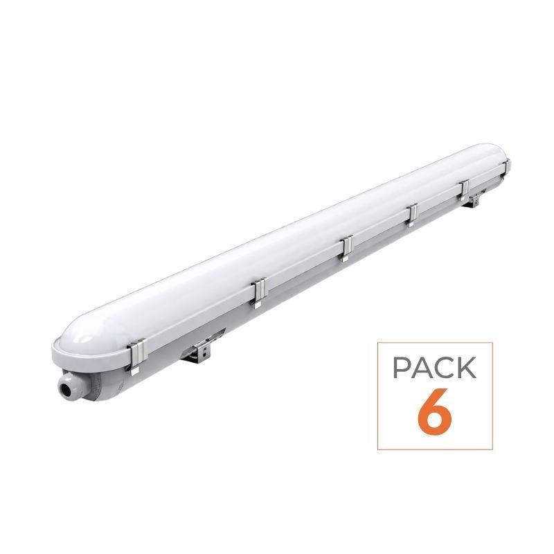 Réglette LED 120cm Étanche IP65 CCT - Puissance Ajustable 22/28/34/40W - 3000K/4000K/6500K (Pack de 6) - Silamp France