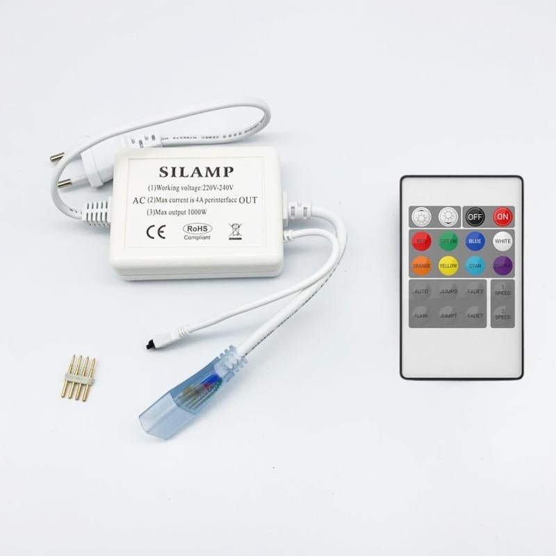 Ruban LED 220V RGB Recoupable 5050 IP65 50M 60LED/m + Télécommande - Silamp France