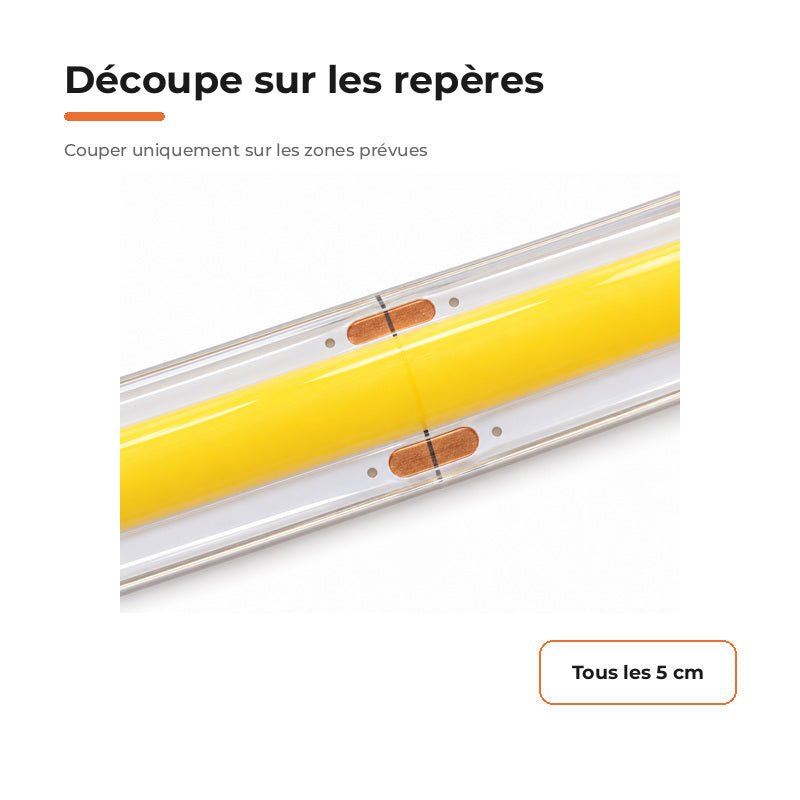 Ruban LED COB 10M 24V IP65 320LED/m 8.7W/m 10mm - Silamp France