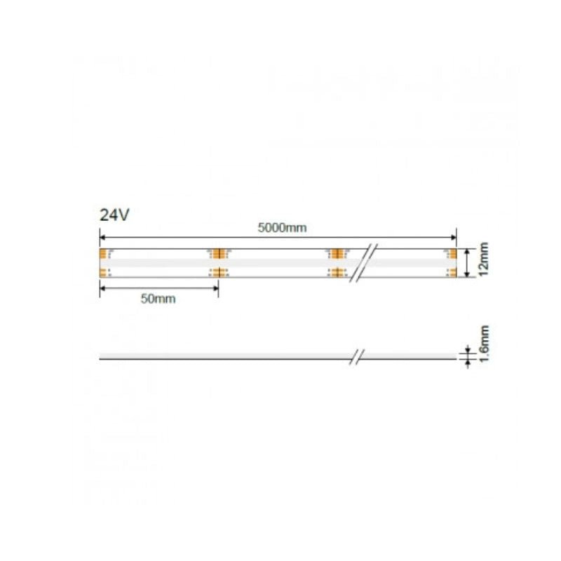 Ruban LED COB 24V DC 640LED/m RGBW 5m IP20 - Silamp France