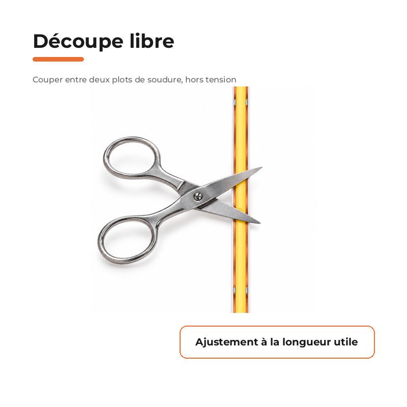 Ruban LED COB 5m Découpe Libre 24V 10W/m IP20 8mm 570lm/m - Silamp France