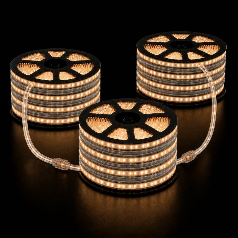 Ruban LED Tunnel 150M 2835 220V AC 9W/m IP65 120 LED/m (3 rubans 50M raccordable + alimentation) - Silamp France