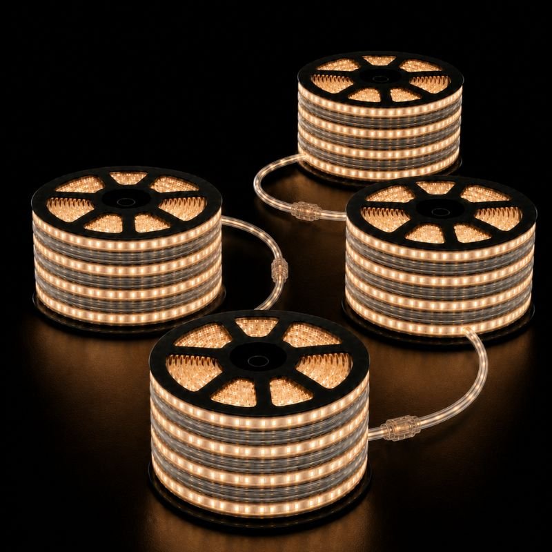 Ruban LED Tunnel 200M 2835 220V AC 9W/m IP65 120 LED/m (4 rubans 50M raccordable + alimentation) - Silamp France