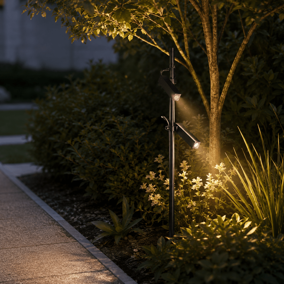 Spot à Piquer LED Double Tête 4W 24V Noir IP65 82cm - Silamp France